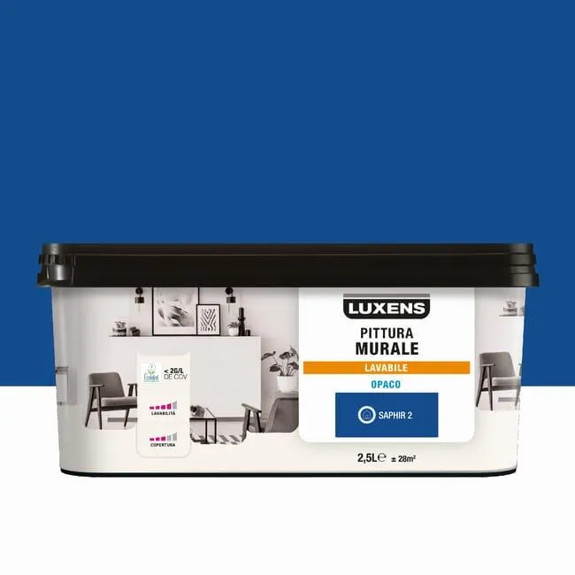 Pittura per interni per parete e soffitto lavabile, LUXENS viola saphir 2 opaco, 2.5 L