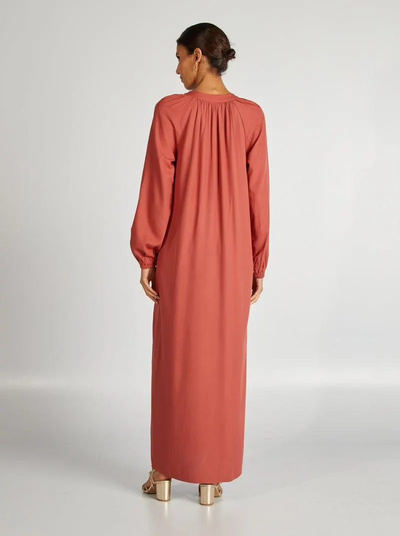 Vestito lungo tinta unita - ROSSO