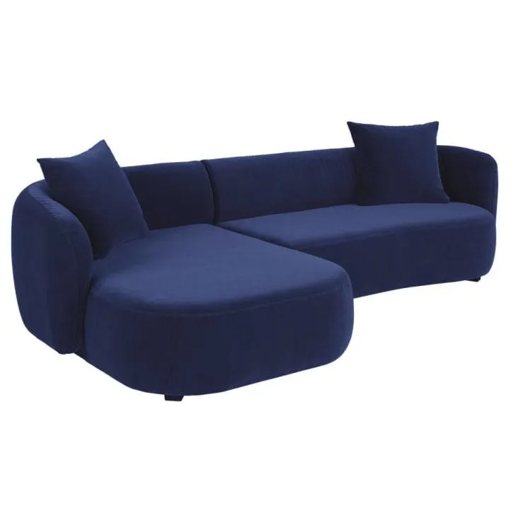 Divano angolare sinistro a 4/5 posti in velluto blu notte