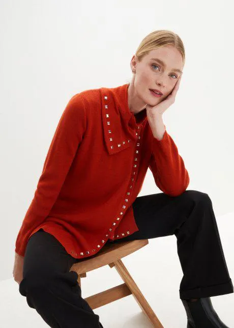 Cardigan lungo con borchie