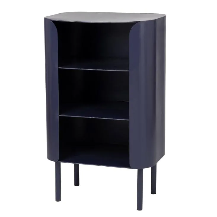 Mobiletto contenitore con 3 scomparti in ferro riciclato blu