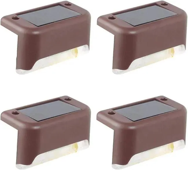Confezione da 4 luci solari da esterno a LED impermeabili, alimentate a energia solare, per patio, scale, vialetti, gradini e recinzioni.