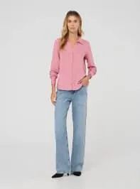 Camicia ampia a tinta unita Rosa scuro