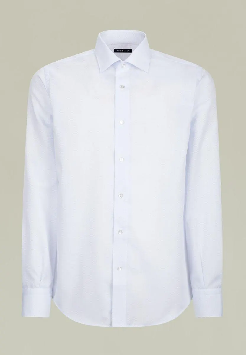 Camicia bianca NO-STIRO armatura rombi celesti SLIM