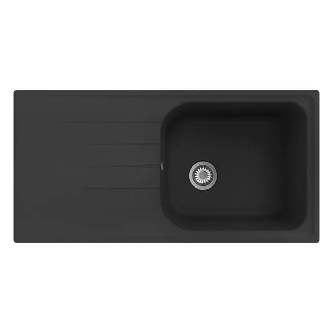 Lavello sopratop 1 vasca con gocciolatoio laterale destro o sinistro DELINIA Elba L 100 x L 50 cm nero