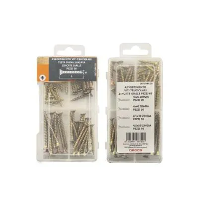 Viti per legno a testa piana svasata zincate gialle x60 pz