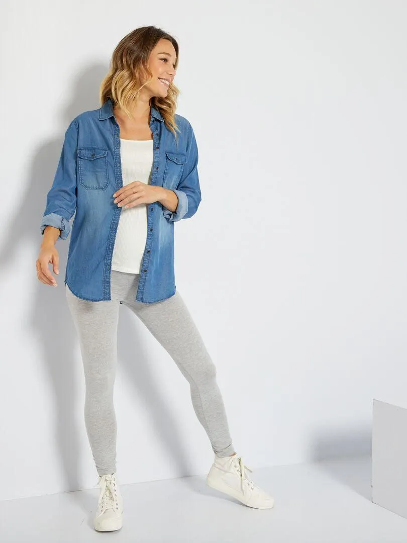 Leggings premaman maglia elasticizzata - GRIGIO