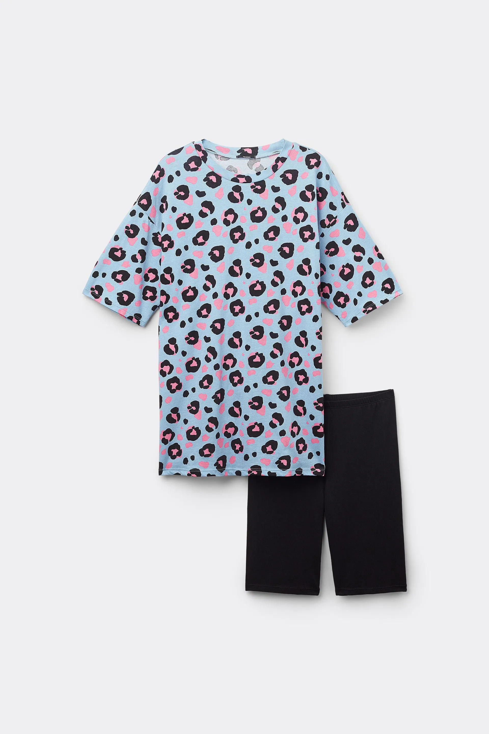 Pigiama Corto Mezza Manica Cotone Stampa Maculata