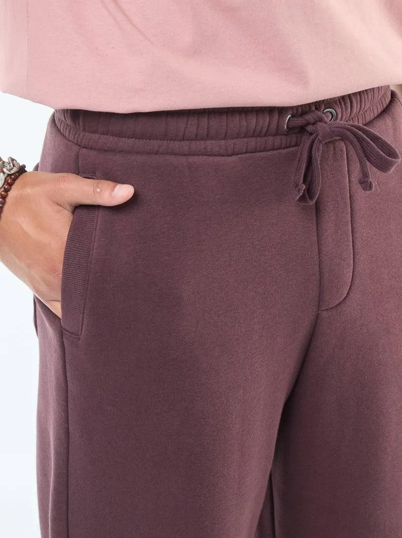 Pantaloni joggers tinta unita con cordoncini da stringere in vita - Viola