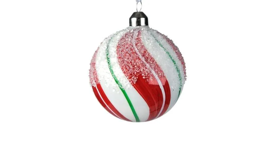 Red&White set 3 sfere natalizie in vetro