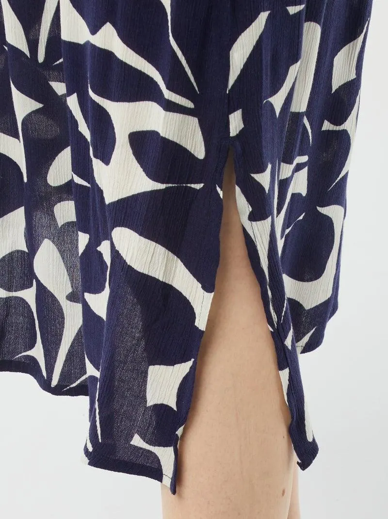 Vestito lungo in tessuto crêpe - BLU