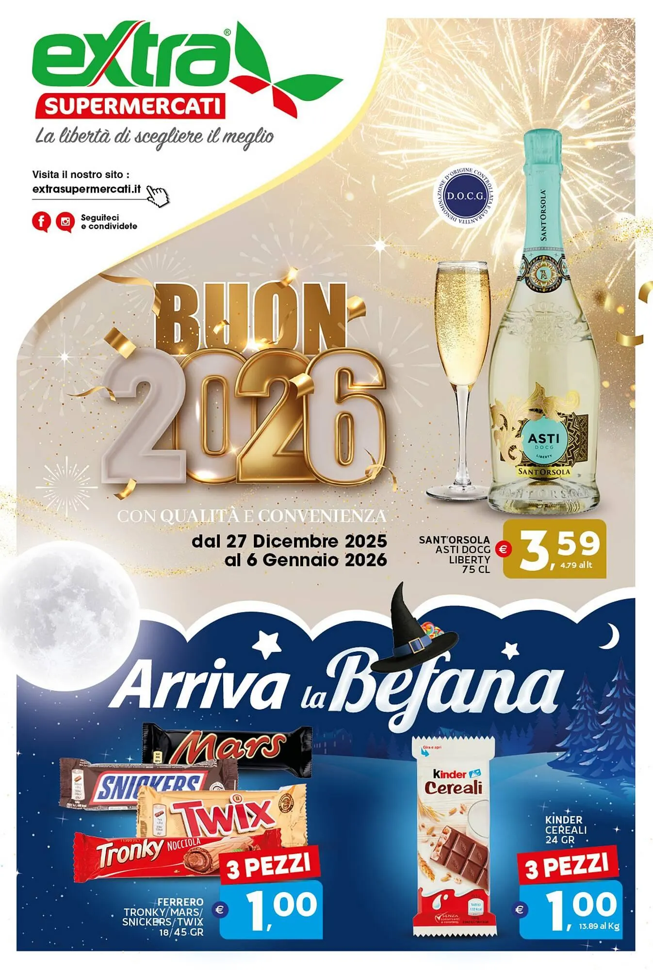 Volantino Extra Supermercati da 27 dicembre a 6 gennaio di 2026 - Pagina del volantino 1