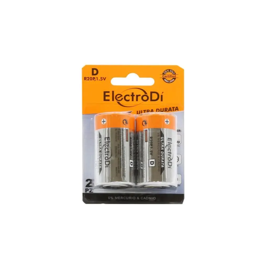 Pile Zinco Carbone D R20P 1.5V - 2pz