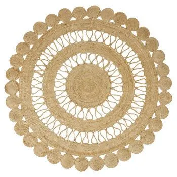 MARNO - Tappeto rotondo in iuta beige Ø 200 cm