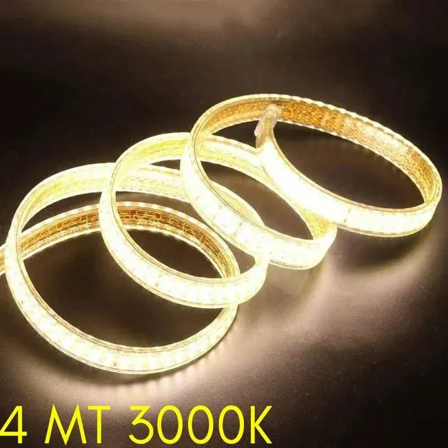 Striscia LED Maka SMD 2835 IP65 flessibile per vetrine mobili arredamento moderno decorazioni feste 220V 180LED/M con Alimentatore 3000K 4MT