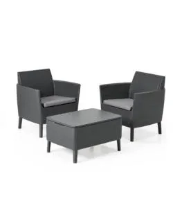 SET DA GIARDINO 'SALEMO BALCONY' CON 2 POLTRONE E TAVOLINO 76,5X56,5X41,5 CM, COLORE GRAFITE - KETER