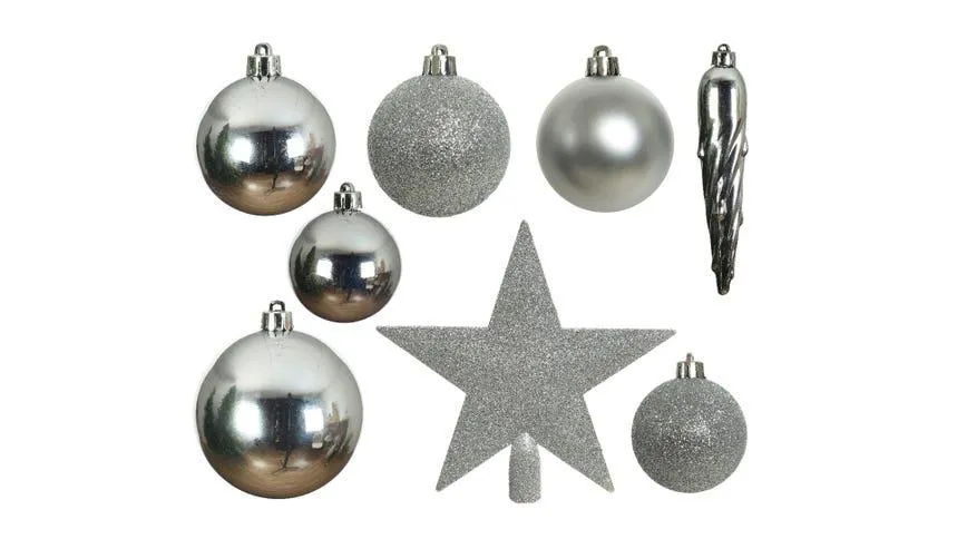 Silver set 33 decorazioni natalizie argento