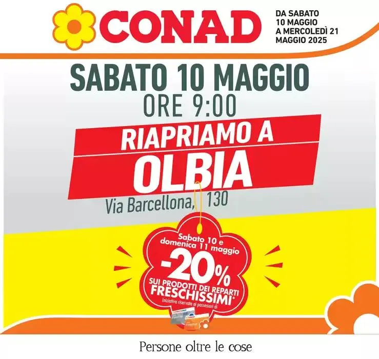 RIAPERTURA CONAD OLBIA da 10 maggio a 21 maggio di 2025 - Pagina del volantino 1