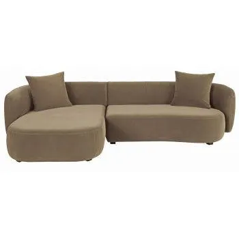 Curve - Divano angolare sinistro a 4/5 posti in velluto beige