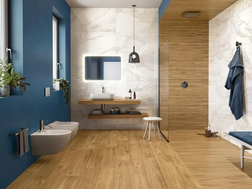 Piastrella Navy Gold 2a Scelta 20x120 Gres Effetto Rovere Dorato