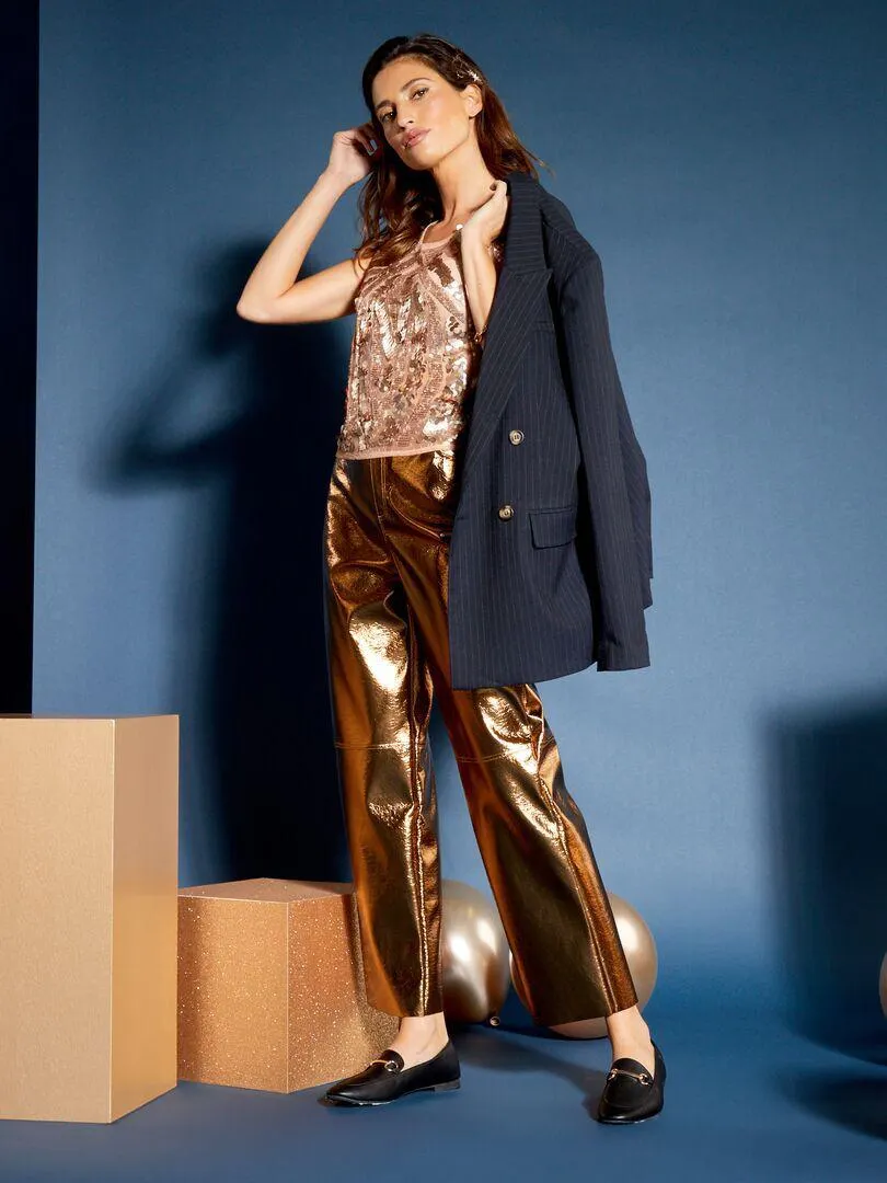 Pantaloni in similpelle dorata - GIALLO