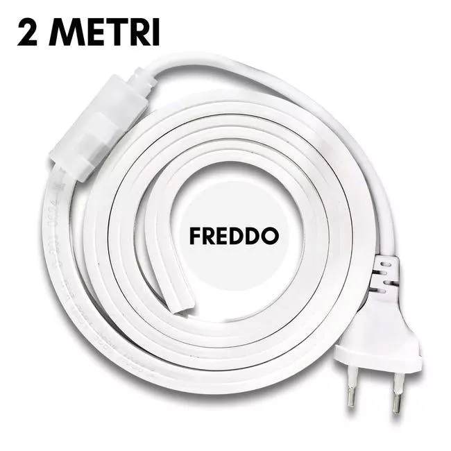 Striscia LED SMD 2835 120D Impermeabile IP65 220V per Profili da 10mm Flessibile Resistente potente per Interni ed Esterni BIANCO FREDDO 6500K 2MT