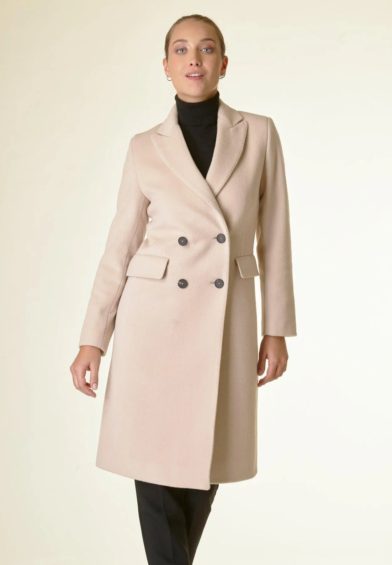 Cappotto beige doppiopetto lana-cashmere