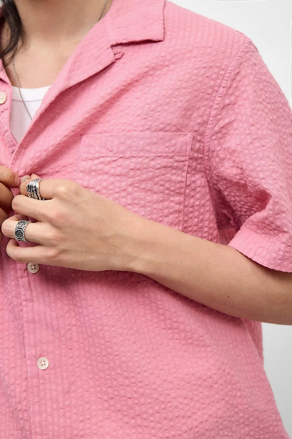 Loom Pink Seersucker Shirt