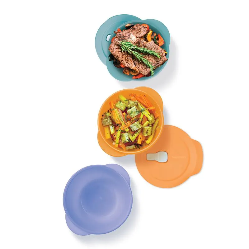 Set Crystalwave Rotondo Grande (3 pz) - essential Tutta la comodità di un pasto a microonde!