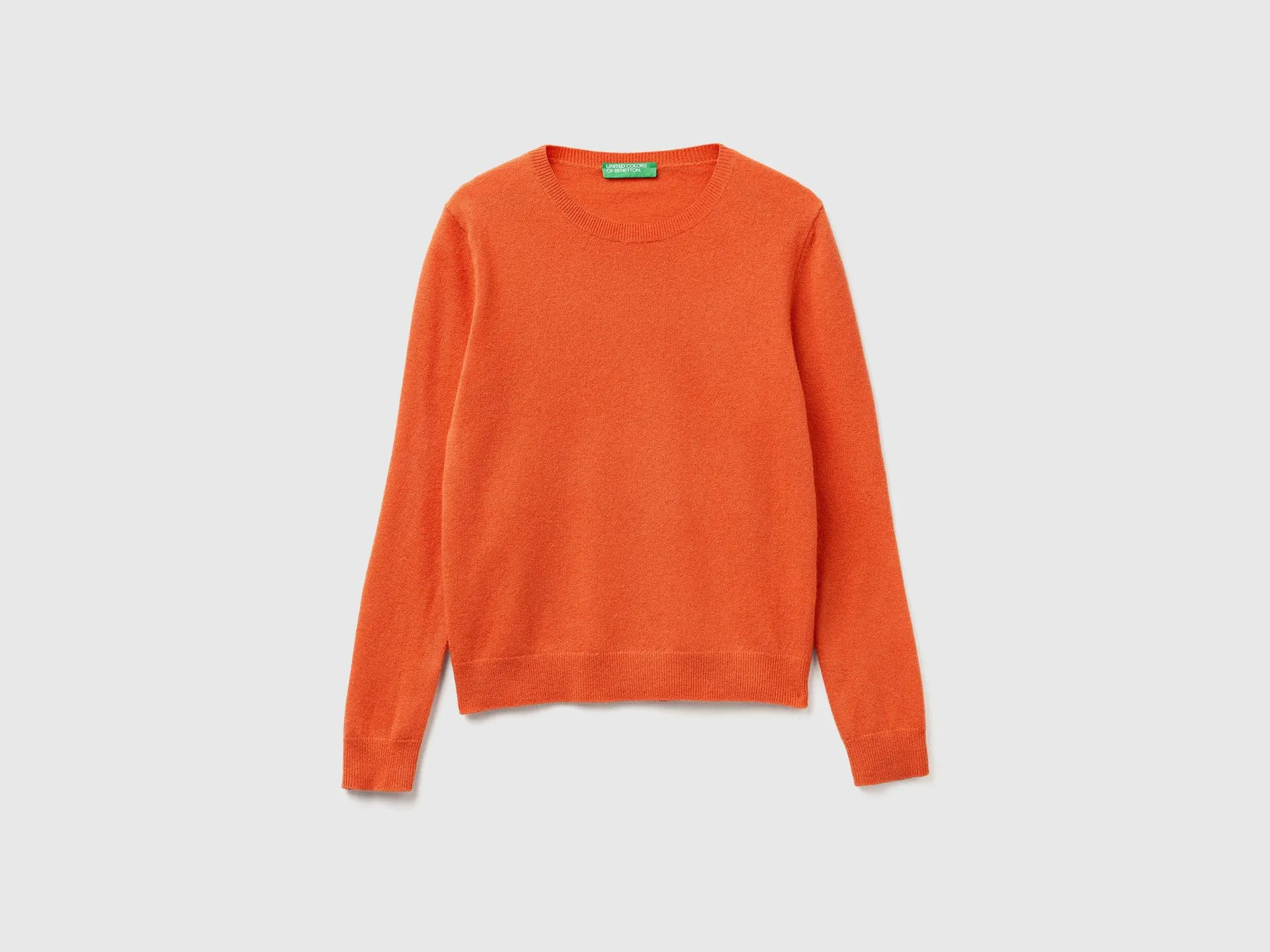 Maglia girocollo arancione in lana Merino