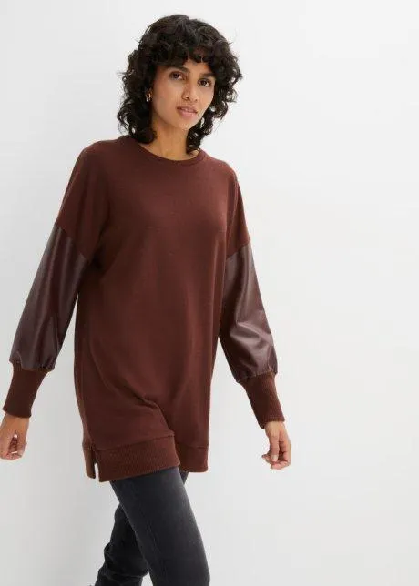 Maglia con maniche in similpelle