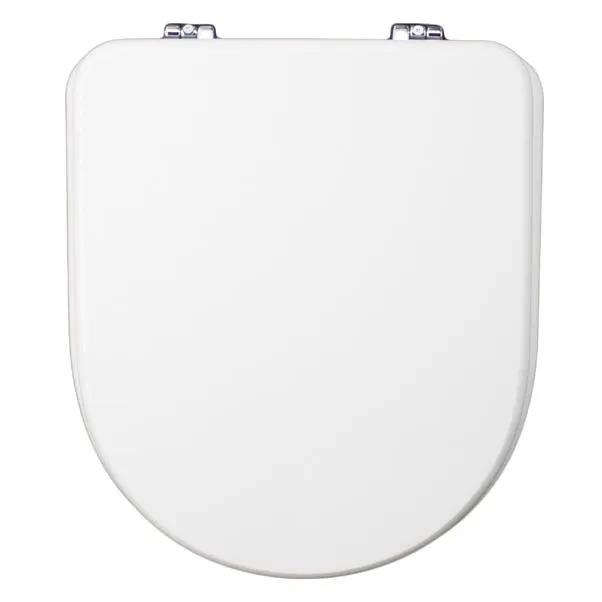 Copriwater esedra in mdf verniciato bianco con cerniere in metallo cromato