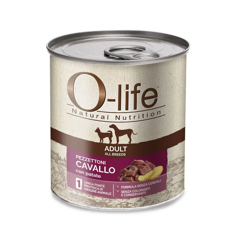 O-life Dog Adult All Breeds: Pezzettoni di Cavallo con Patate 400 gr 000126730