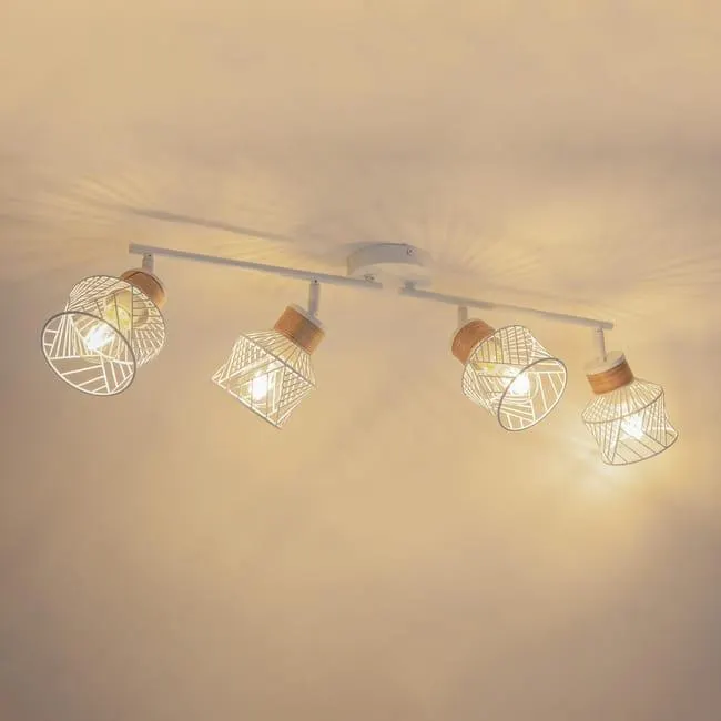 Faretto decorativo senza fonte luminosa KANEL in ferro bianco E27 INSPIRE 4 luci