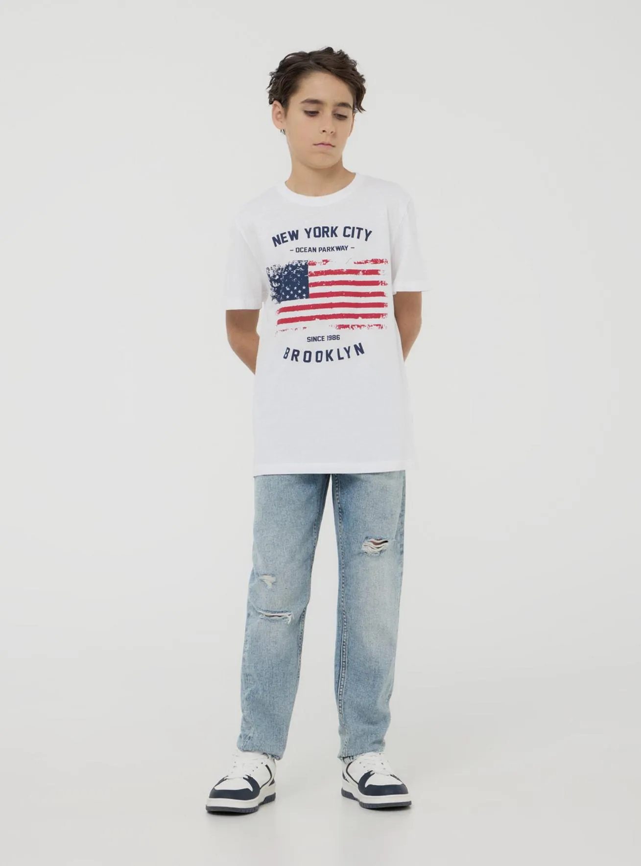 T-shirt con stampa bandiera Bianco ottico