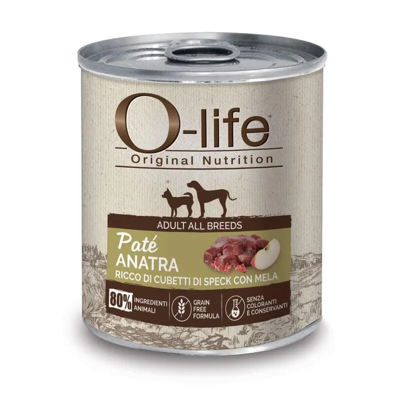 O-life Adult All Breeds Paté Anatra e Speck con Mela 400g