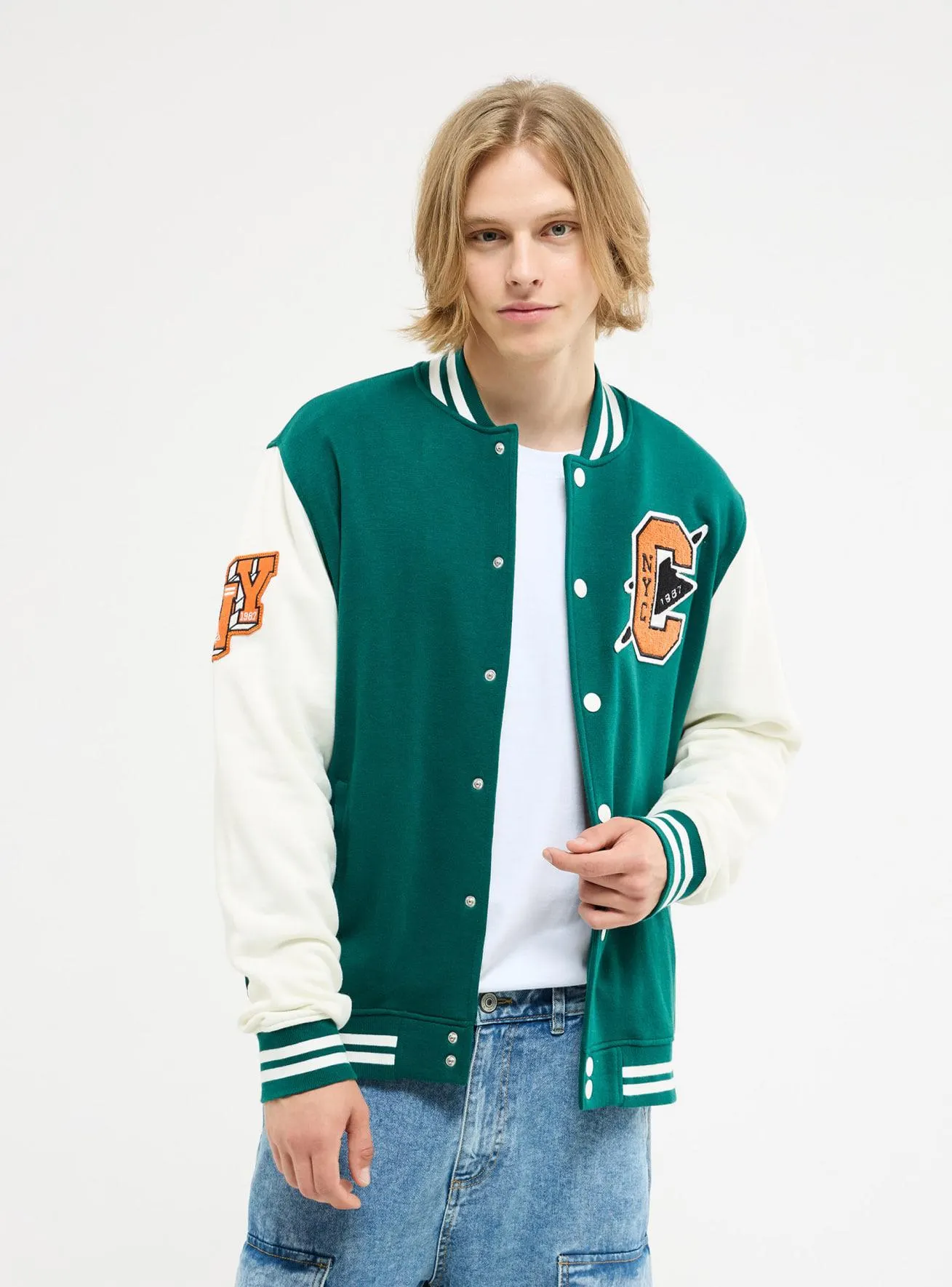 Bomber college con lettere Verde