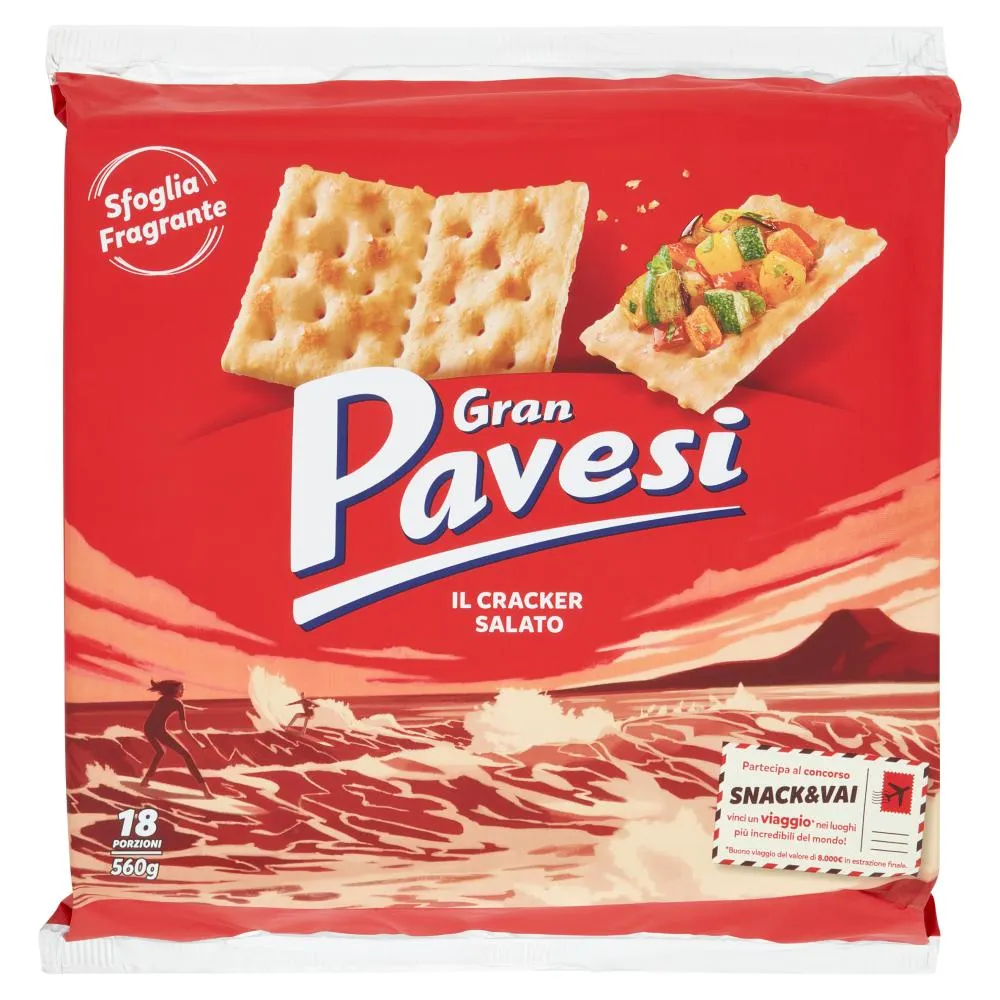 Gran Pavesi il Cracker Salato con Granelli di Sale in Superficie 560g