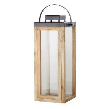 Lanterna grande in legno di mango e metallo nero