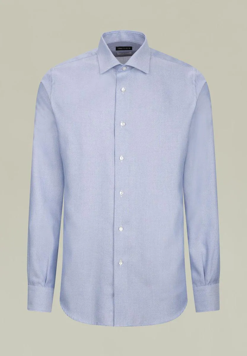 Camicia blu micro-armatura greche NO-STIRO Slim