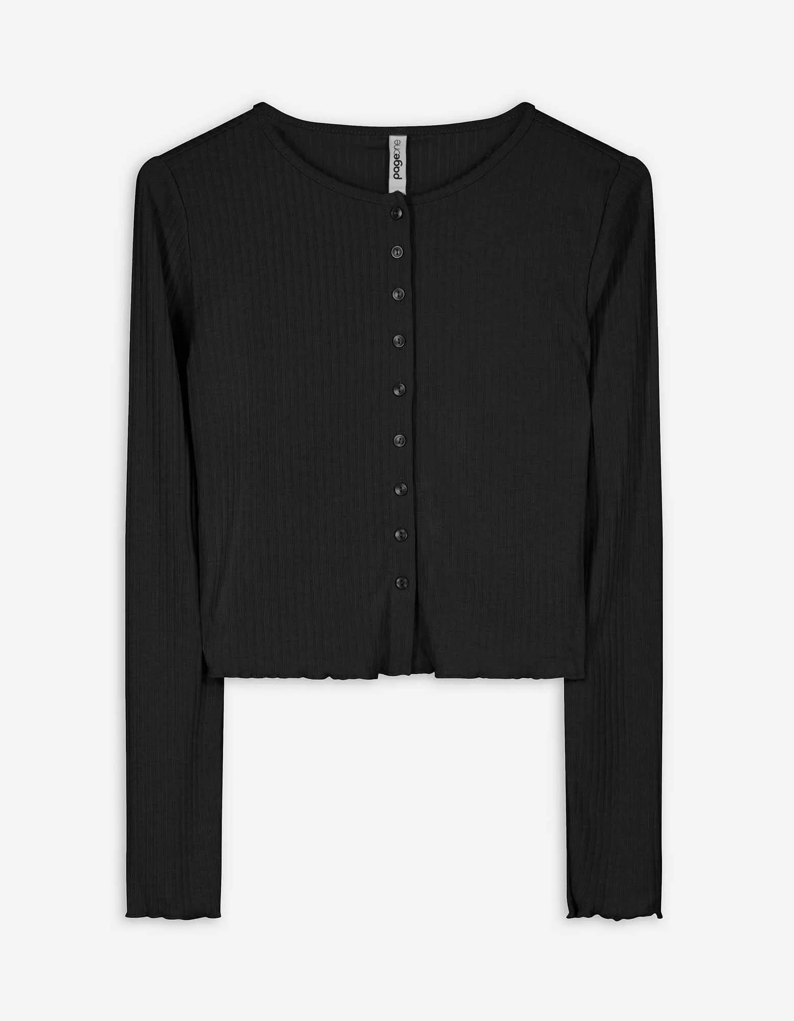 Maglia a manica lunga - A coste - nero