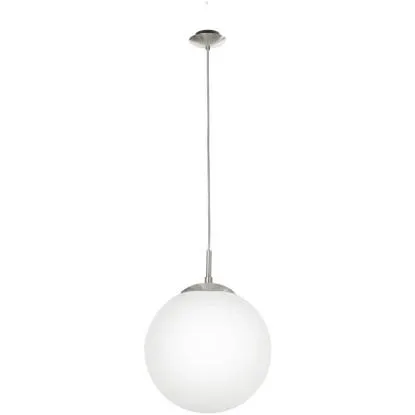 Lampadario a sospensione Eglo Rondo E27 nichelato-bianco Ø 30 x H 110 cm