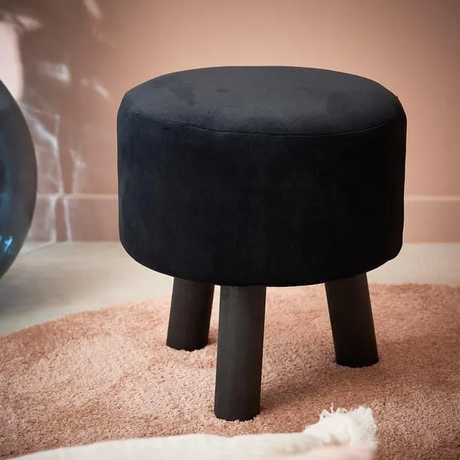 SILKI Pouf nero H 32,5 cm - Ø 30 cm