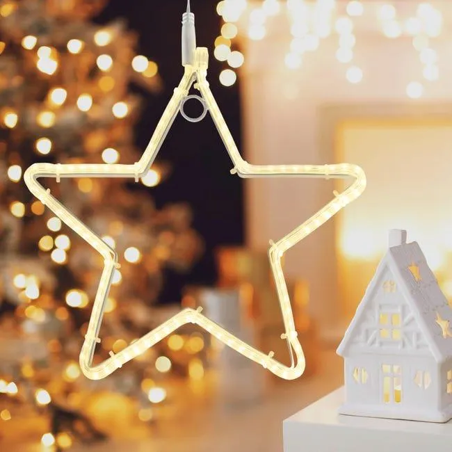 Stella decorativa luminosa 96 lampadine led bianco caldo L 1 m x H 30 cm