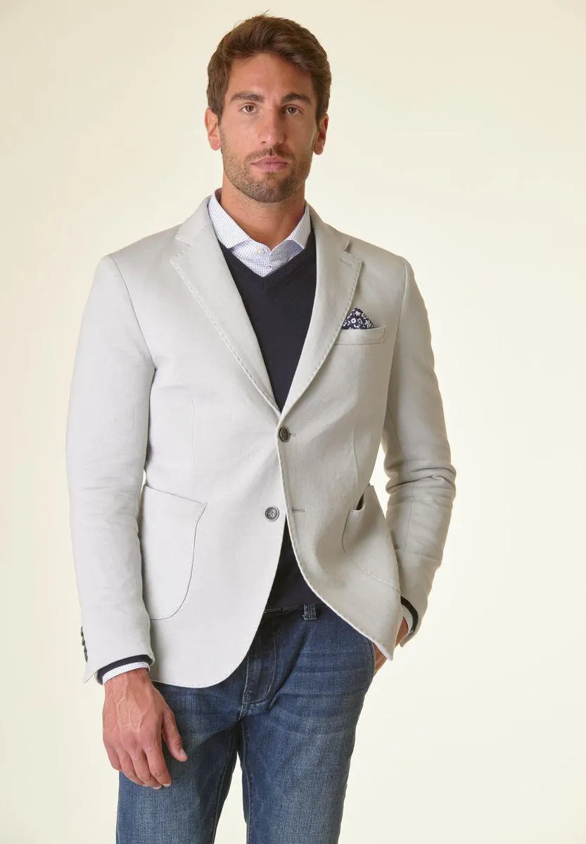 Giacca grigio chiaro panno jersey slim