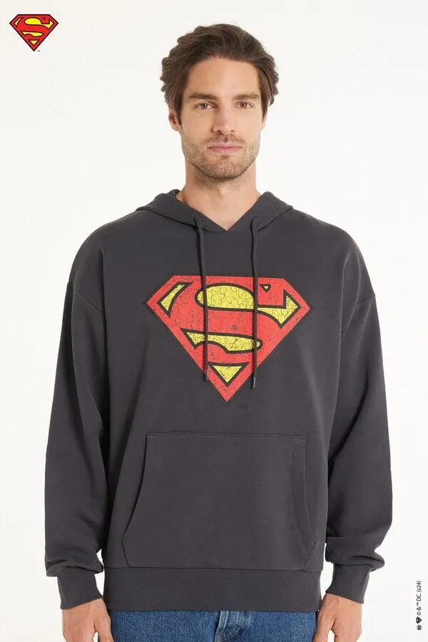 Felpa Maniche Lunghe con Cappuccio Stampa Superman