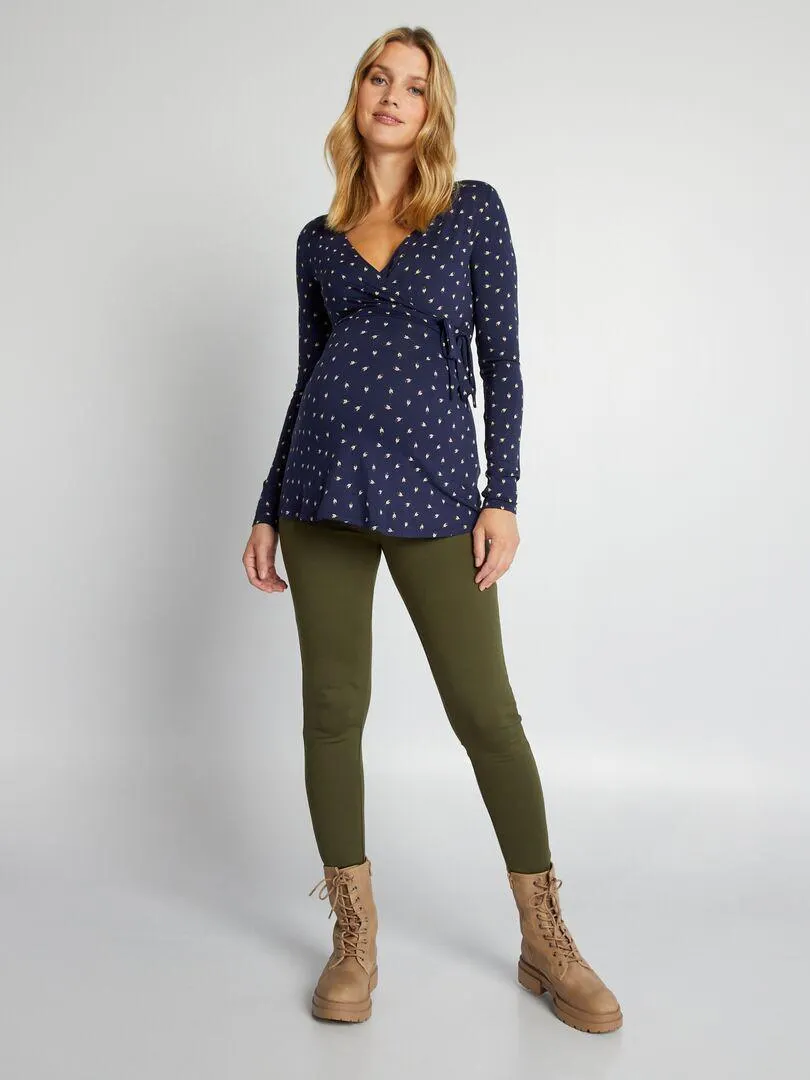 T-shirt scollo incrociato - BLU