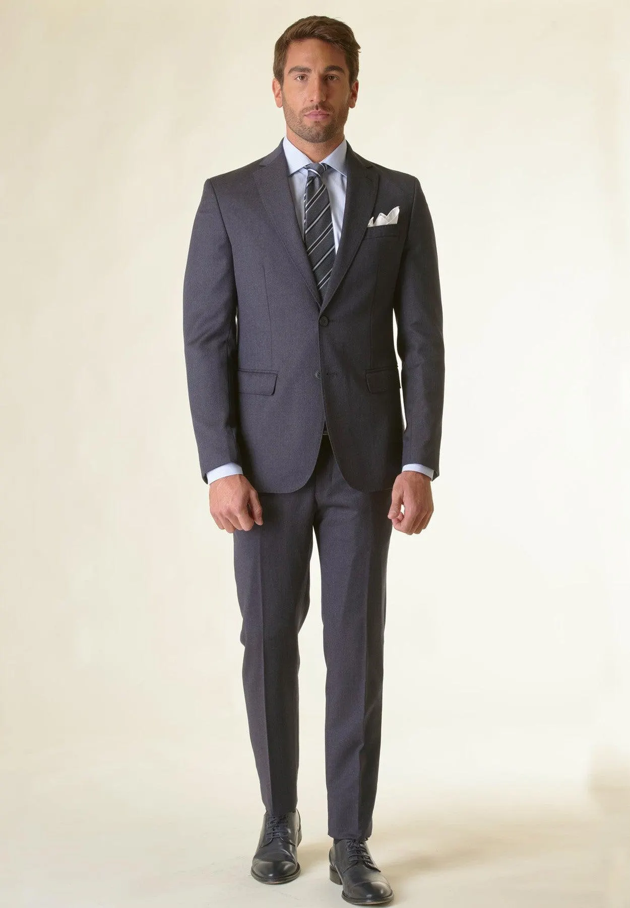 Abito avio scuro saglia di lana 100s custom fit