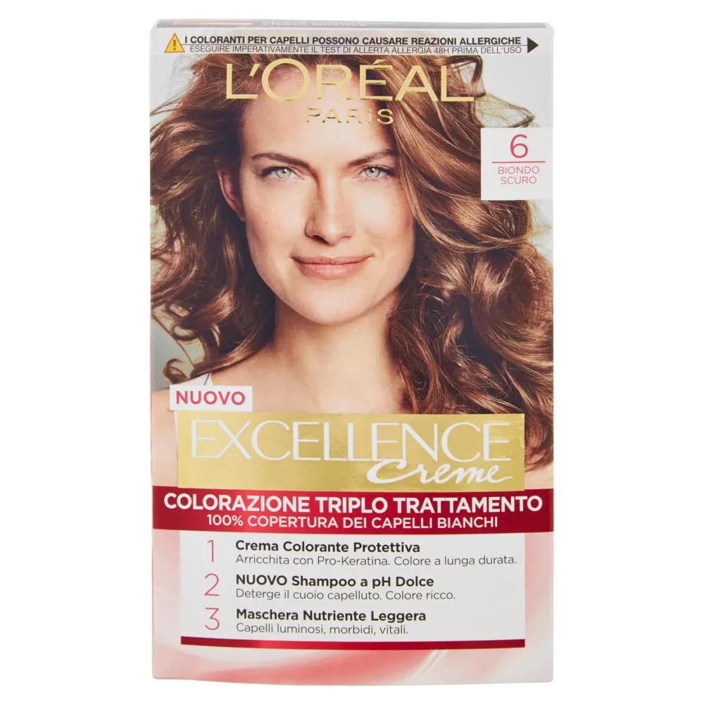 L'Oréal Paris Excellence, Crema colorante triplo trattamento avanzato, 6 Biondo Scuro