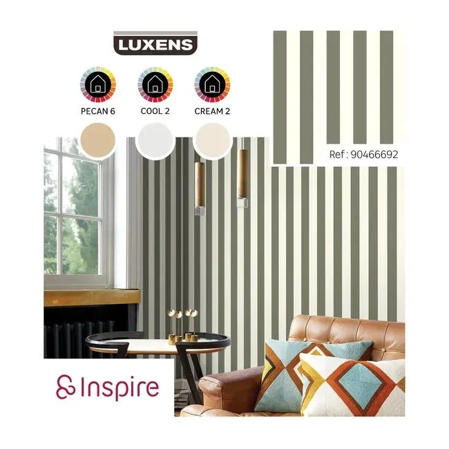 Carta da parati Inspire Righe kaki, 53 cm x 10.05 m